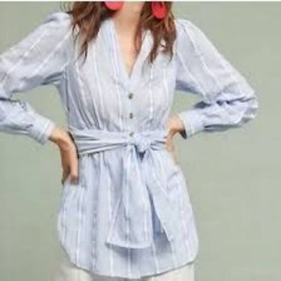 Anthropologie Women's South Seas Belted Striped Tunic. Sz 10 - Picture 1 of 10